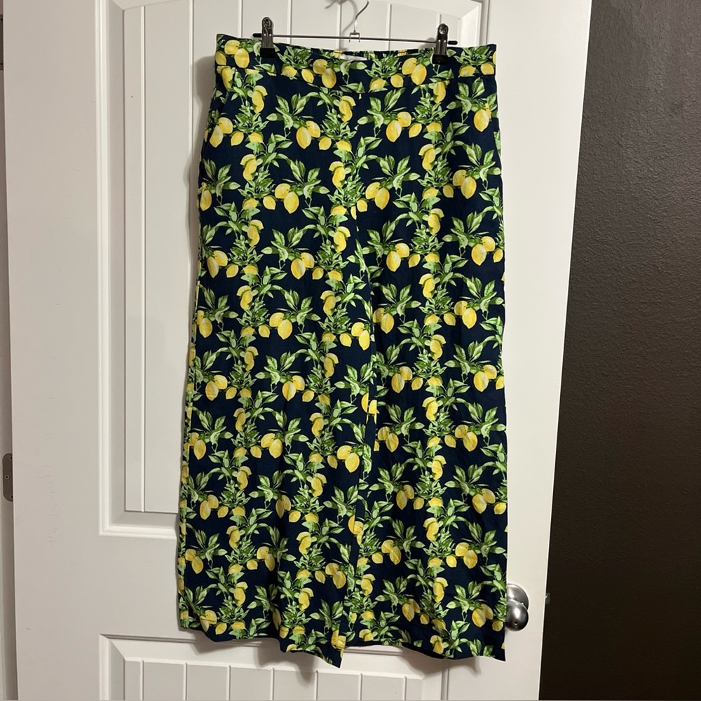 Ann Taylor LOFT Linen Blend Lemon 🍋 Pants Medium Pockets Spring Beach Wide Leg